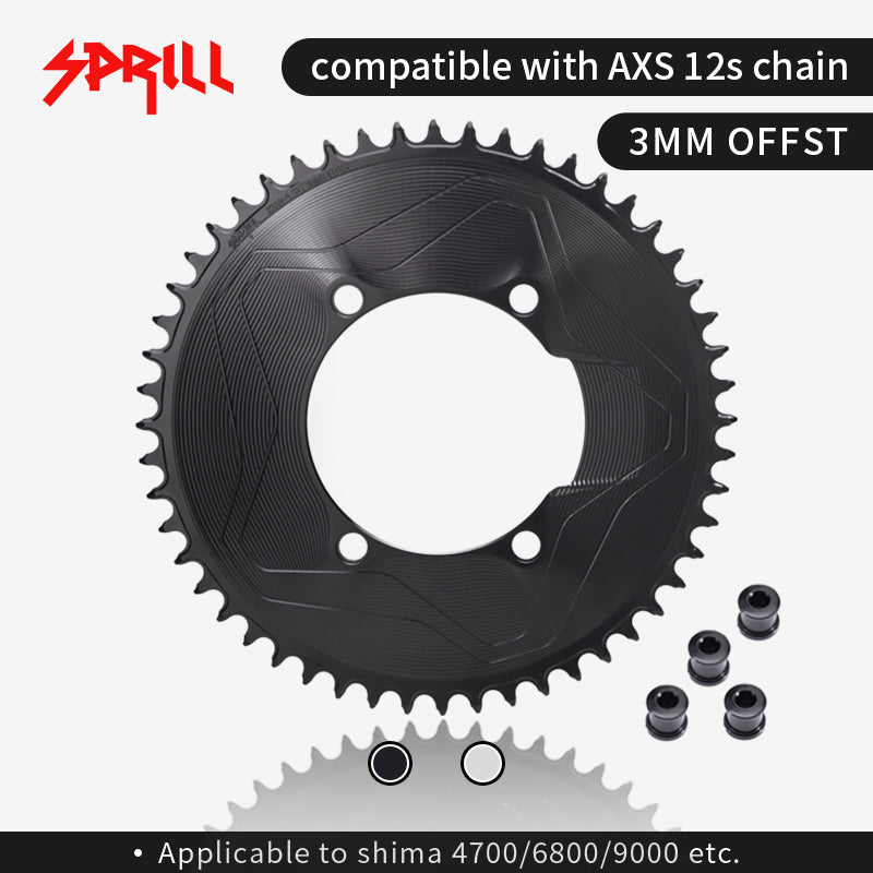 PASS QUEST SPRILL X110BCD 3mm offset AXS (4-bolt AERO) Round Narrow Wide Chainring