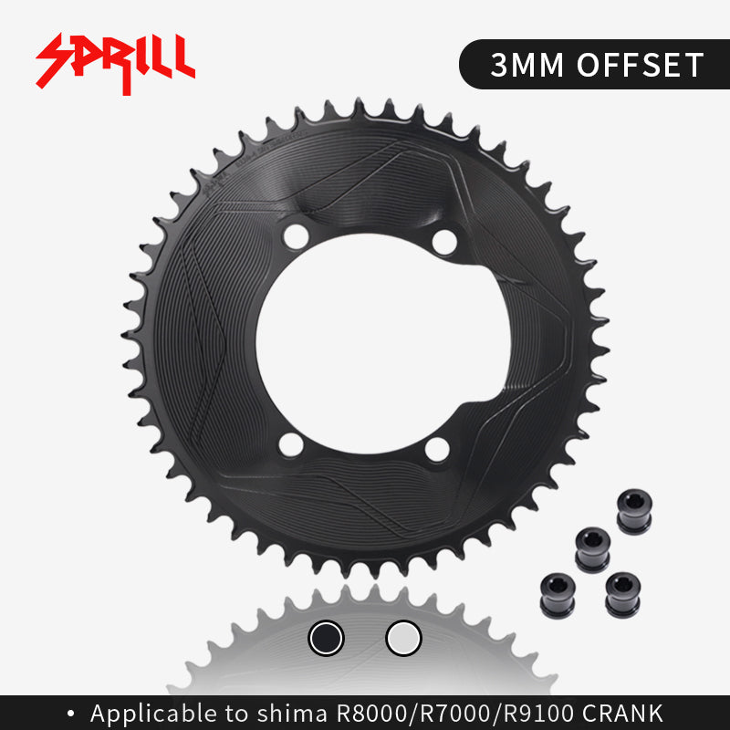 PASS QUEST SPRILL R800 R7000 3mm offset (4-bolt AERO) Round Narrow Wide Chainring