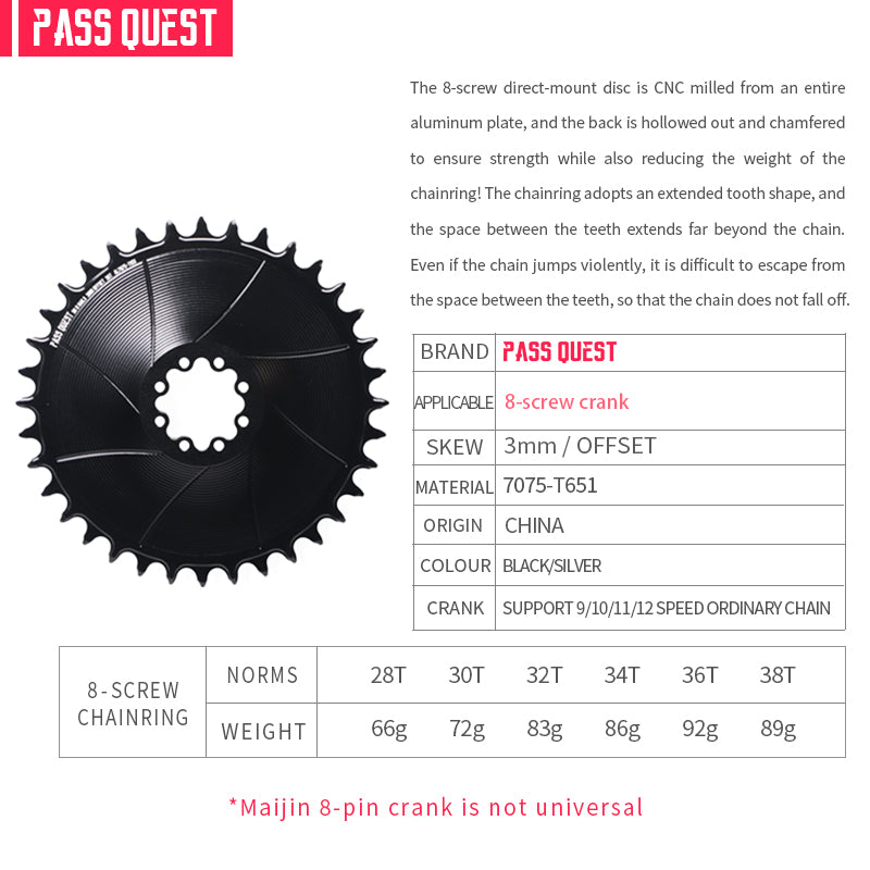 SRAM 8Nails ( 3mm offset) GRAVEL/ROAD AXS XX SL Narrow Wide Chainring