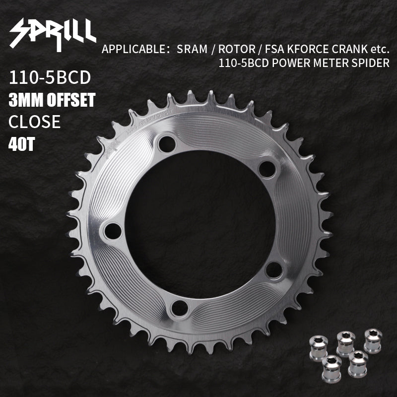 PASS QUEST SPRILL 3mm offset 110BCD (5-bolt AERO) Round Narrow Wide Chainring