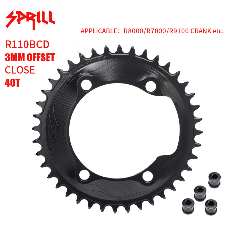 PASS QUEST SPRILL R800 R7000 3mm offset (4-bolt AERO) Round Narrow Wide Chainring