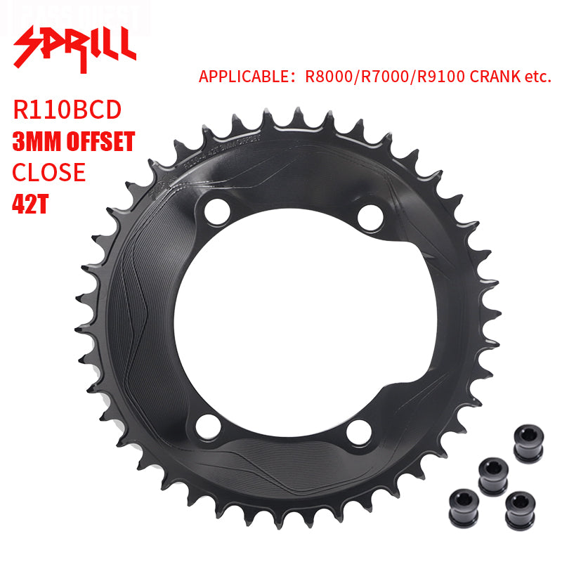 PASS QUEST SPRILL R800 R7000 3mm offset (4-bolt AERO) Round Narrow Wide Chainring