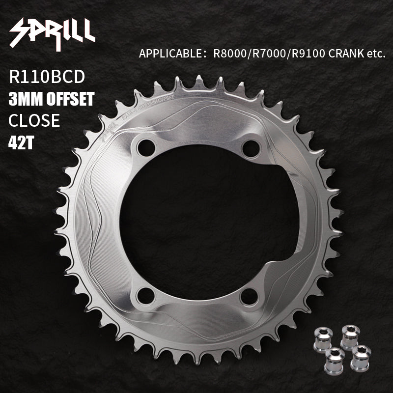 PASS QUEST SPRILL R800 R7000 3mm offset (4-bolt AERO) Round Narrow Wide Chainring