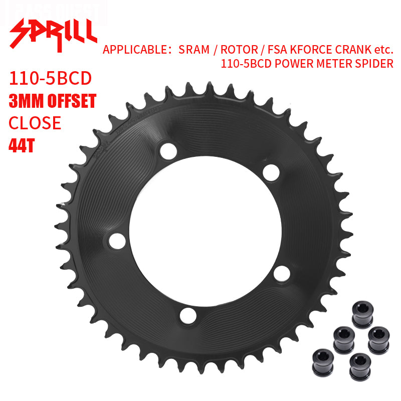 PASS QUEST SPRILL 3mm offset 110BCD (5-bolt AERO) Round Narrow Wide Chainring