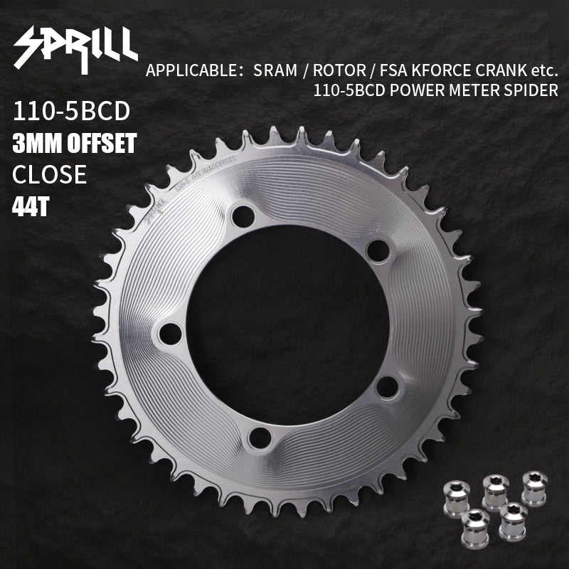 PASS QUEST SPRILL 3mm offset 110BCD (5-bolt AERO) Round Narrow Wide Chainring