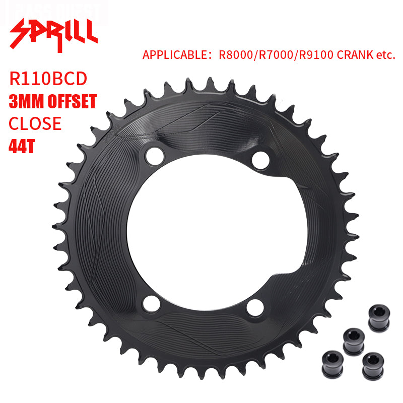 PASS QUEST SPRILL R800 R7000 3mm offset (4-bolt AERO) Round Narrow Wide Chainring