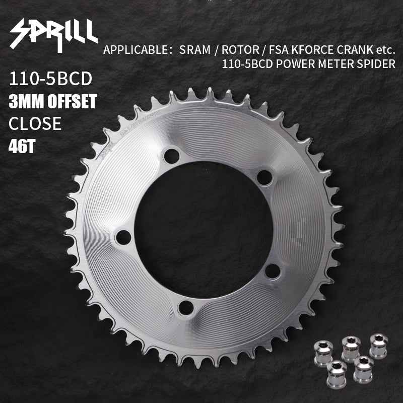 PASS QUEST SPRILL 3mm offset 110BCD (5-bolt AERO) Round Narrow Wide Chainring