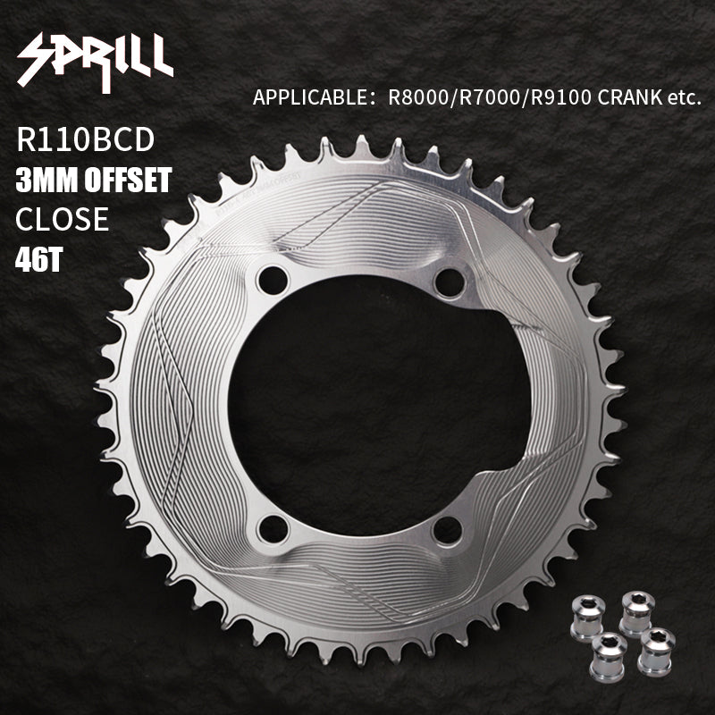 PASS QUEST SPRILL R800 R7000 3mm offset (4-bolt AERO) Round Narrow Wide Chainring