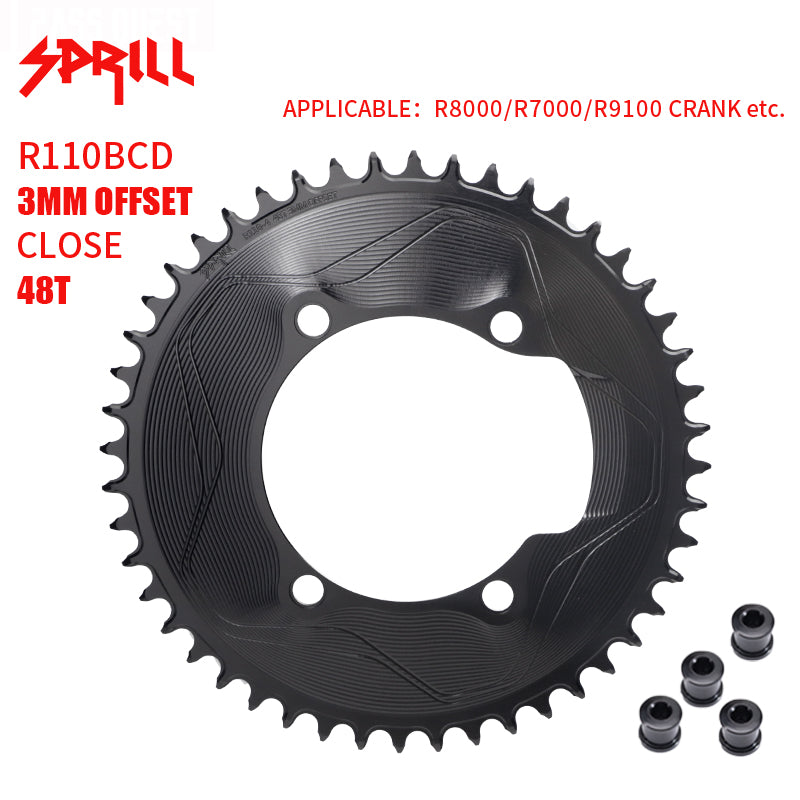 PASS QUEST SPRILL R800 R7000 3mm offset (4-bolt AERO) Round Narrow Wide Chainring