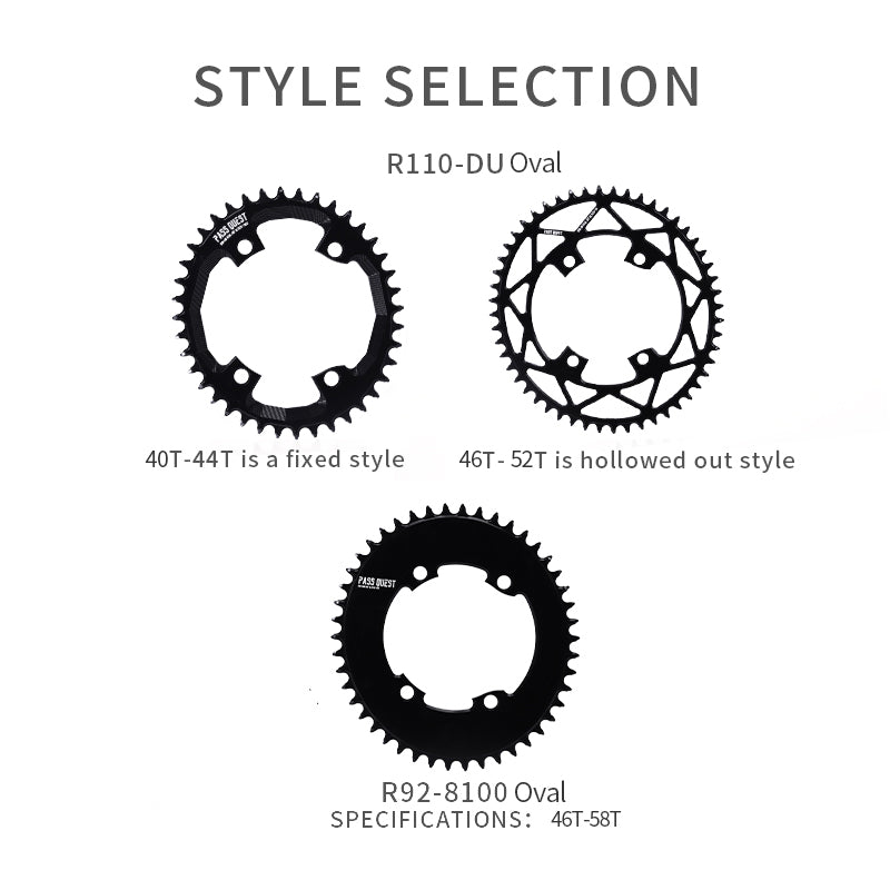 110BCD R92-8100 (4-bolt AERO) Oval Narrow Wide Chainring