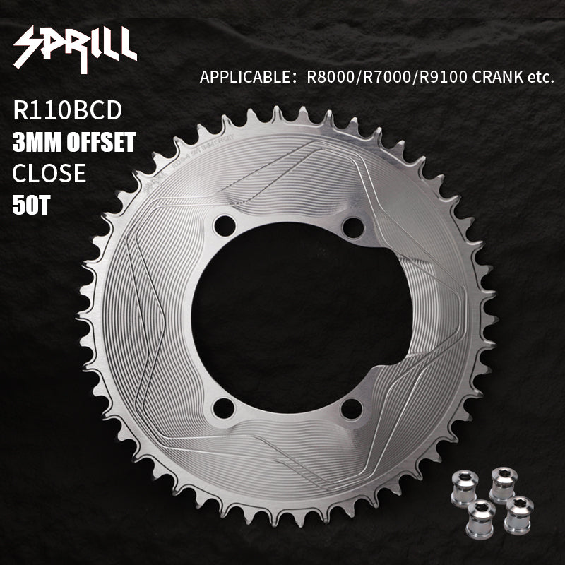 PASS QUEST SPRILL R800 R7000 3mm offset (4-bolt AERO) Round Narrow Wide Chainring