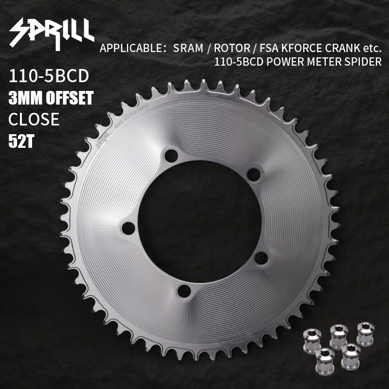 PASS QUEST SPRILL 3mm offset 110BCD (5-bolt AERO) Round Narrow Wide Chainring