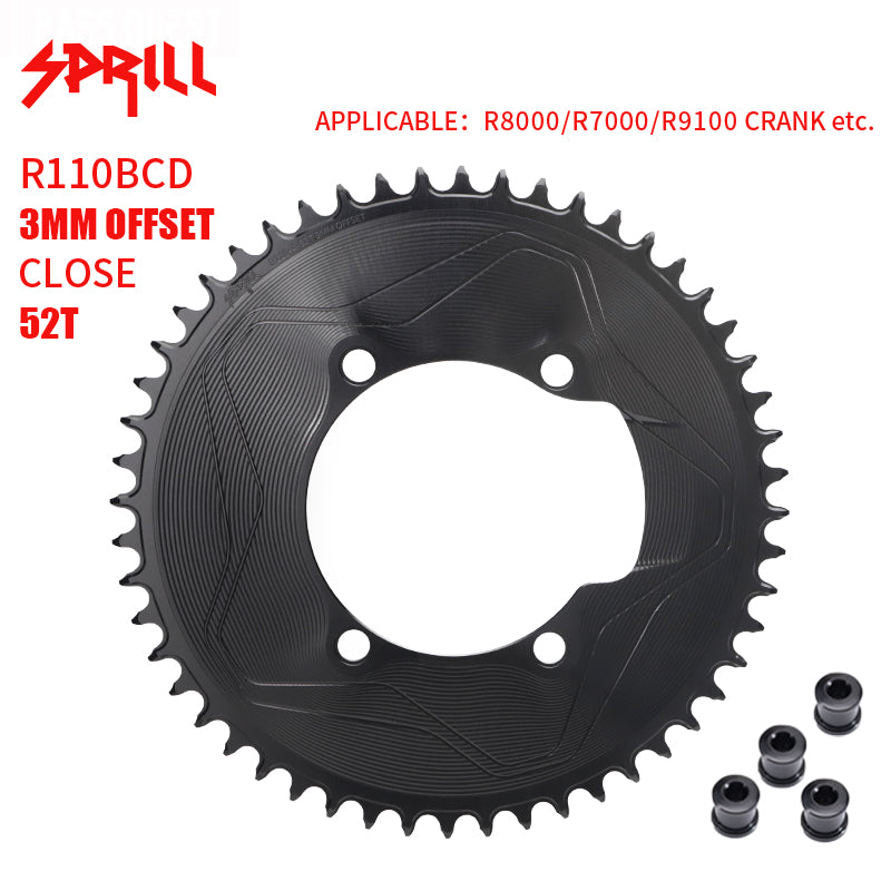 PASS QUEST SPRILL R800 R7000 3mm offset (4-bolt AERO) Round Narrow Wide Chainring