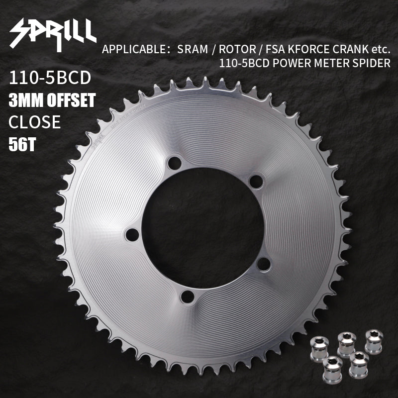 PASS QUEST SPRILL 3mm offset 110BCD (5-bolt AERO) Round Narrow Wide Chainring