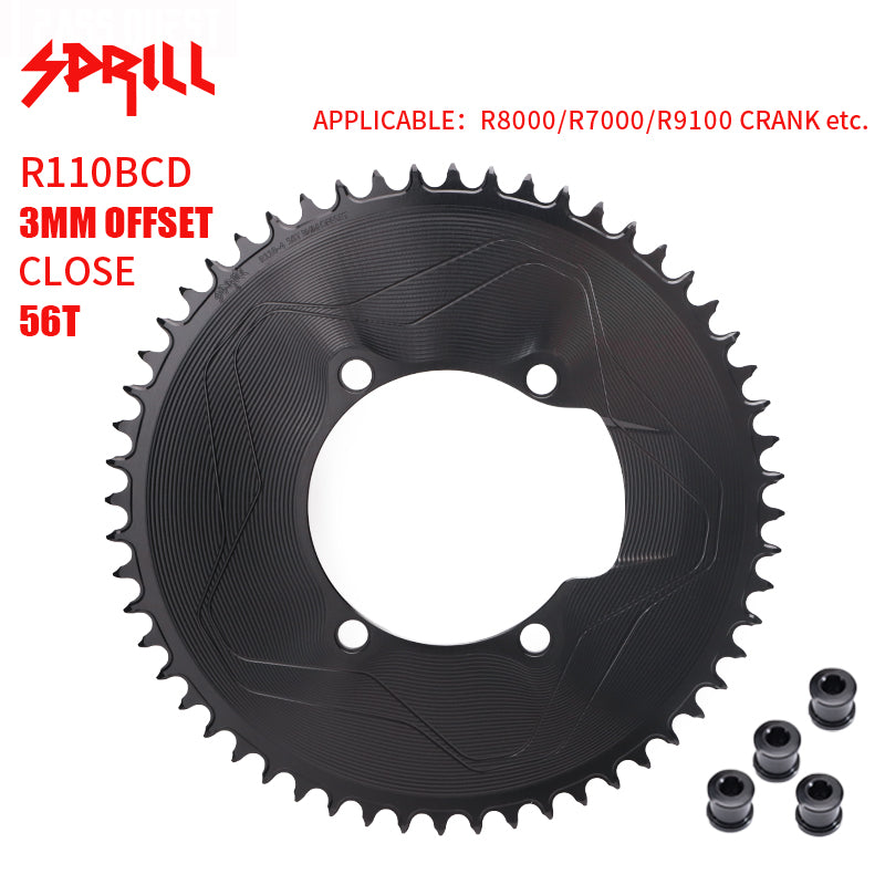 PASS QUEST SPRILL R800 R7000 3mm offset (4-bolt AERO) Round Narrow Wide Chainring