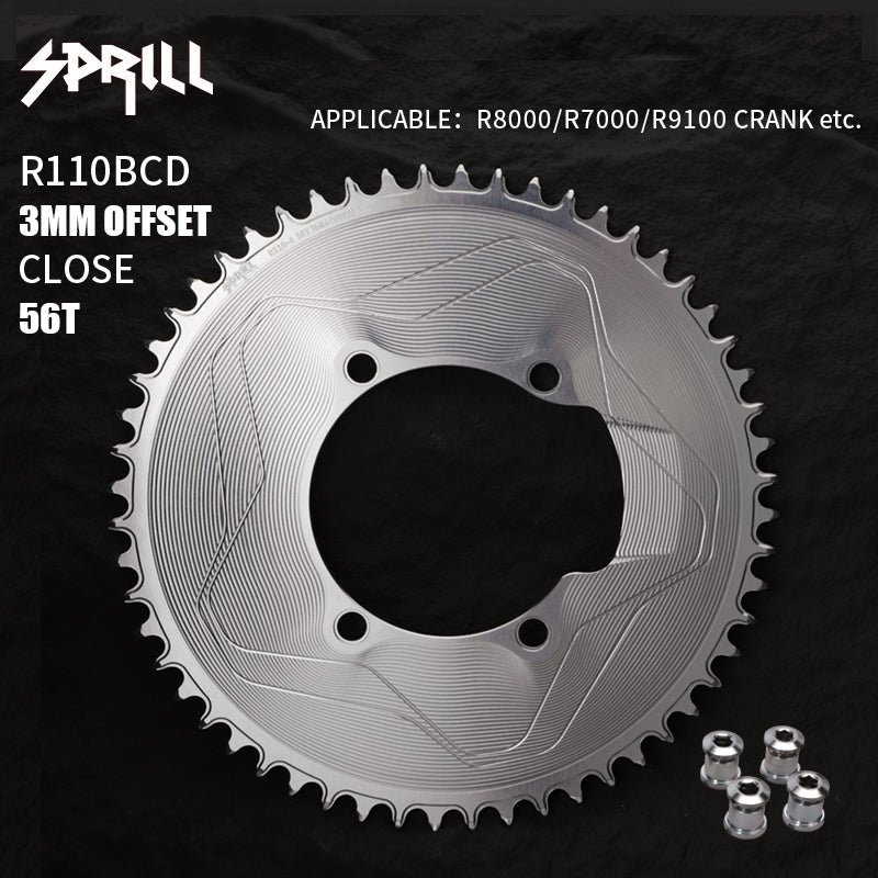 PASS QUEST SPRILL R800 R7000 3mm offset (4-bolt AERO) Round Narrow Wide Chainring