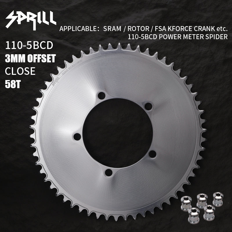 PASS QUEST SPRILL 3mm offset 110BCD (5-bolt AERO) Round Narrow Wide Chainring