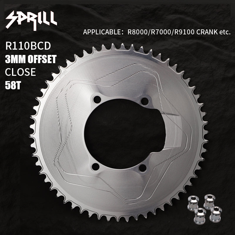 PASS QUEST SPRILL R800 R7000 3mm offset (4-bolt AERO) Round Narrow Wide Chainring